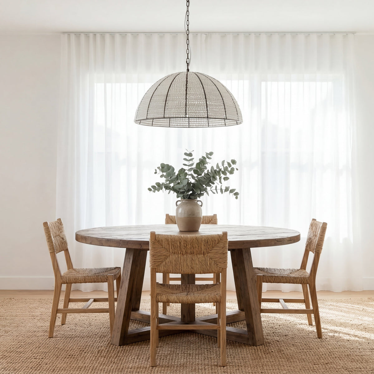 Estelle Beaded Dome Pendant Light - Black/White