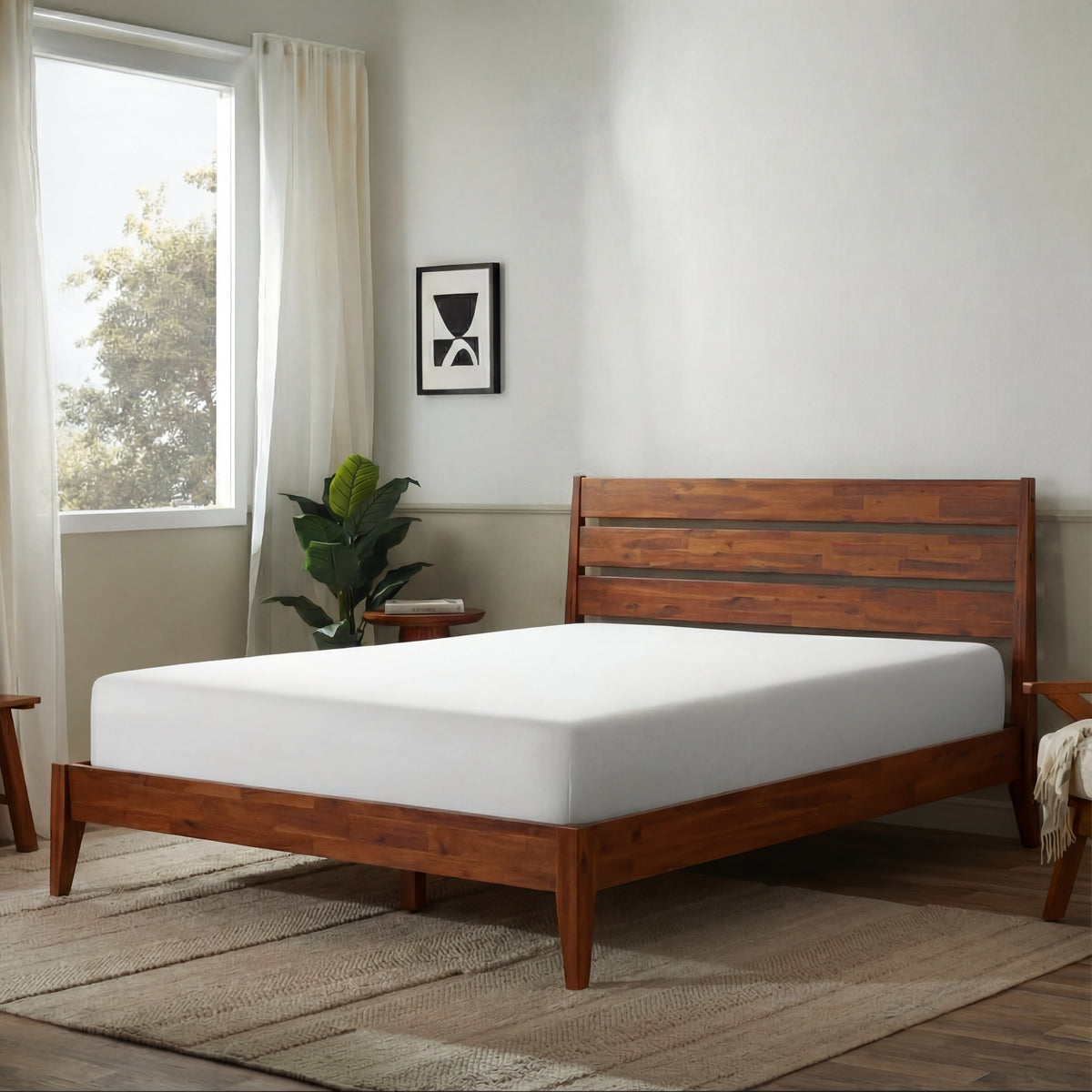 Emery Solid Wood Bed Frame with Headboard