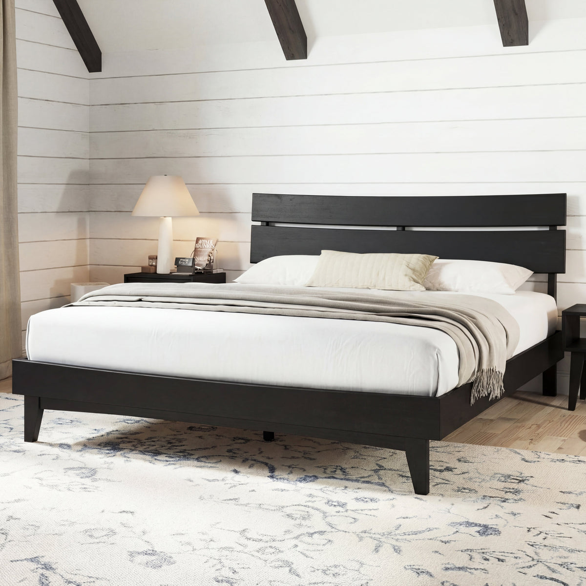 Aurora Solid Wood Bed Frame with headboard