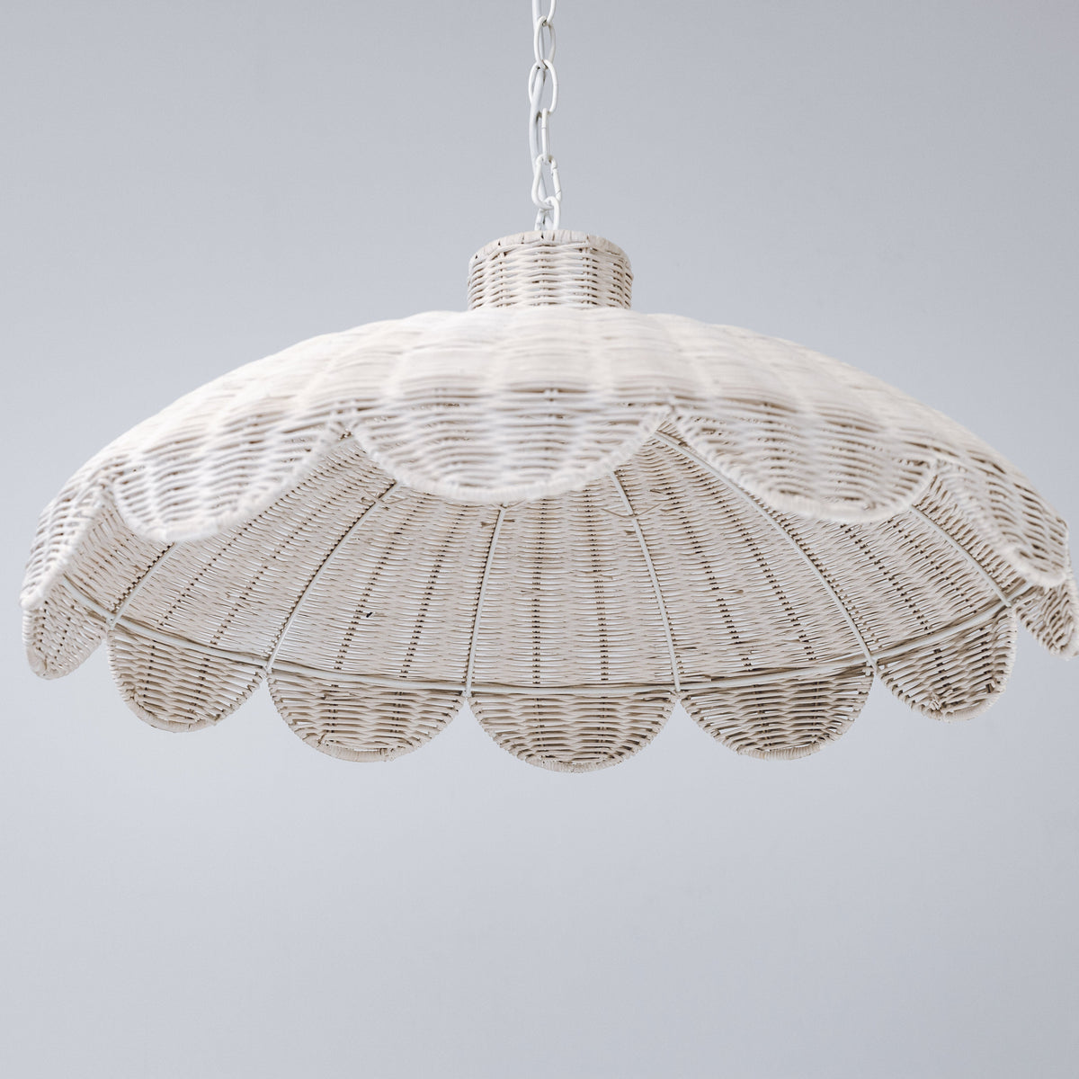 Alice Scallop Rattan Pendant Light - White
