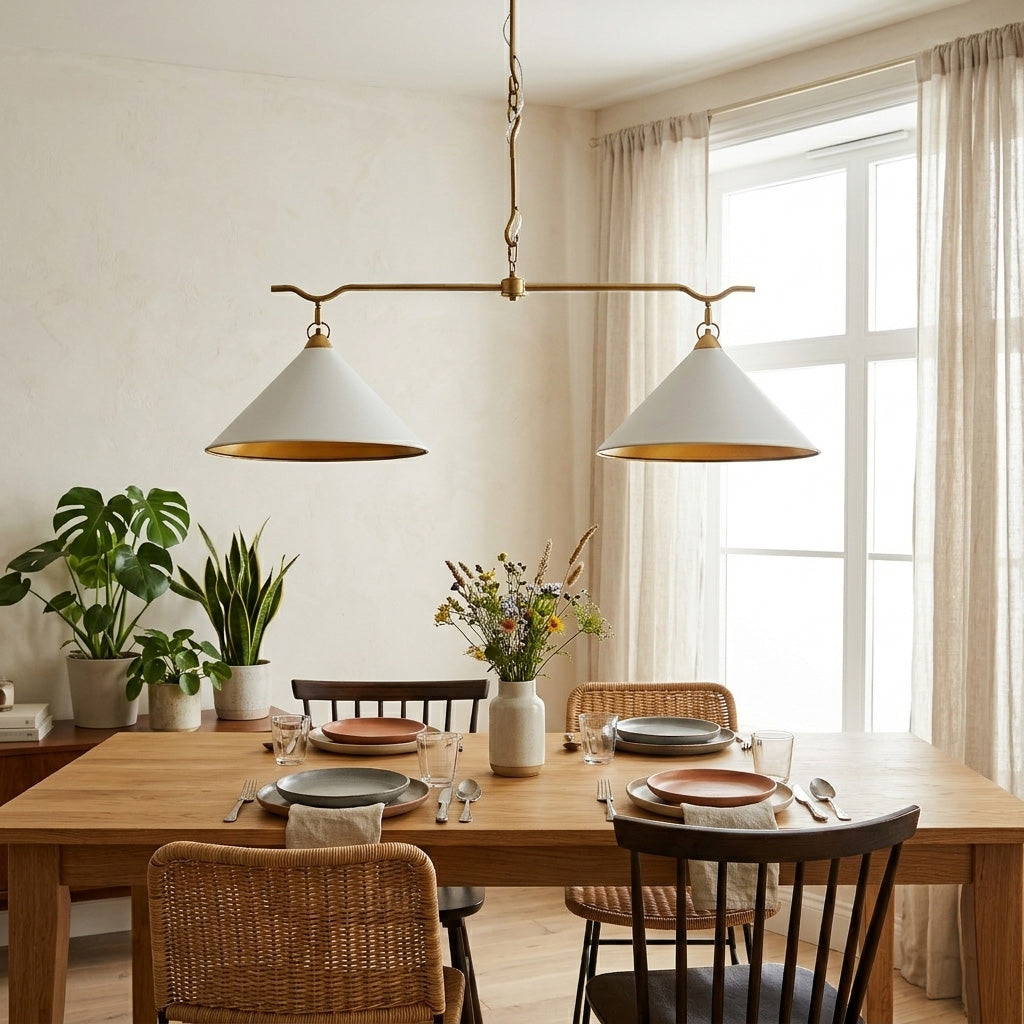 Bailey Twin Dining Room Extended Metal Cone Pendant Light