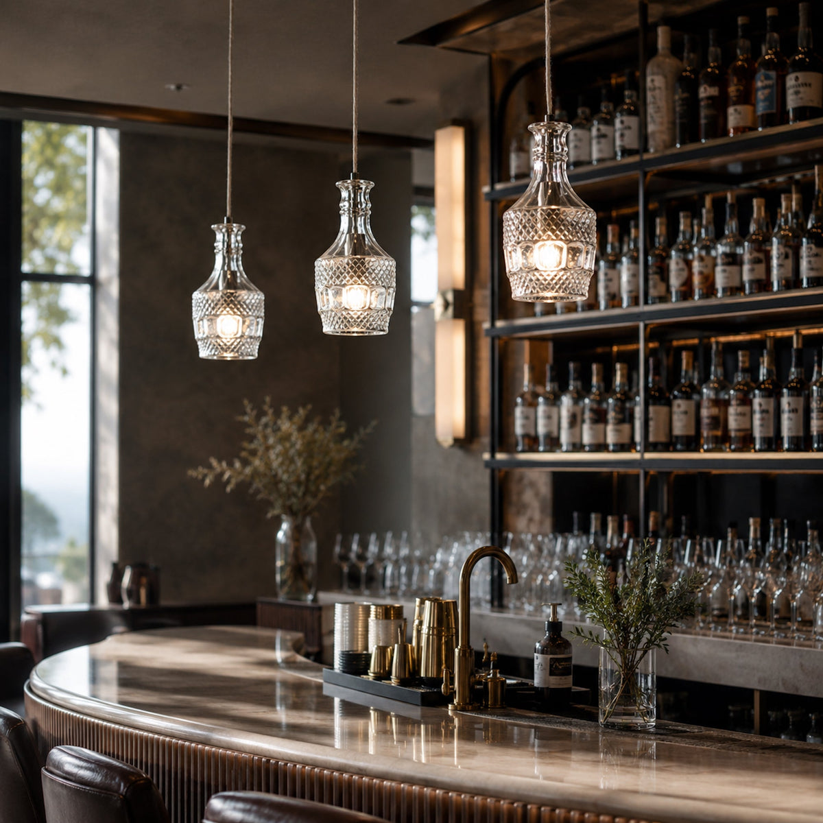 Brandy Wine Decanter Glass Pendant Light