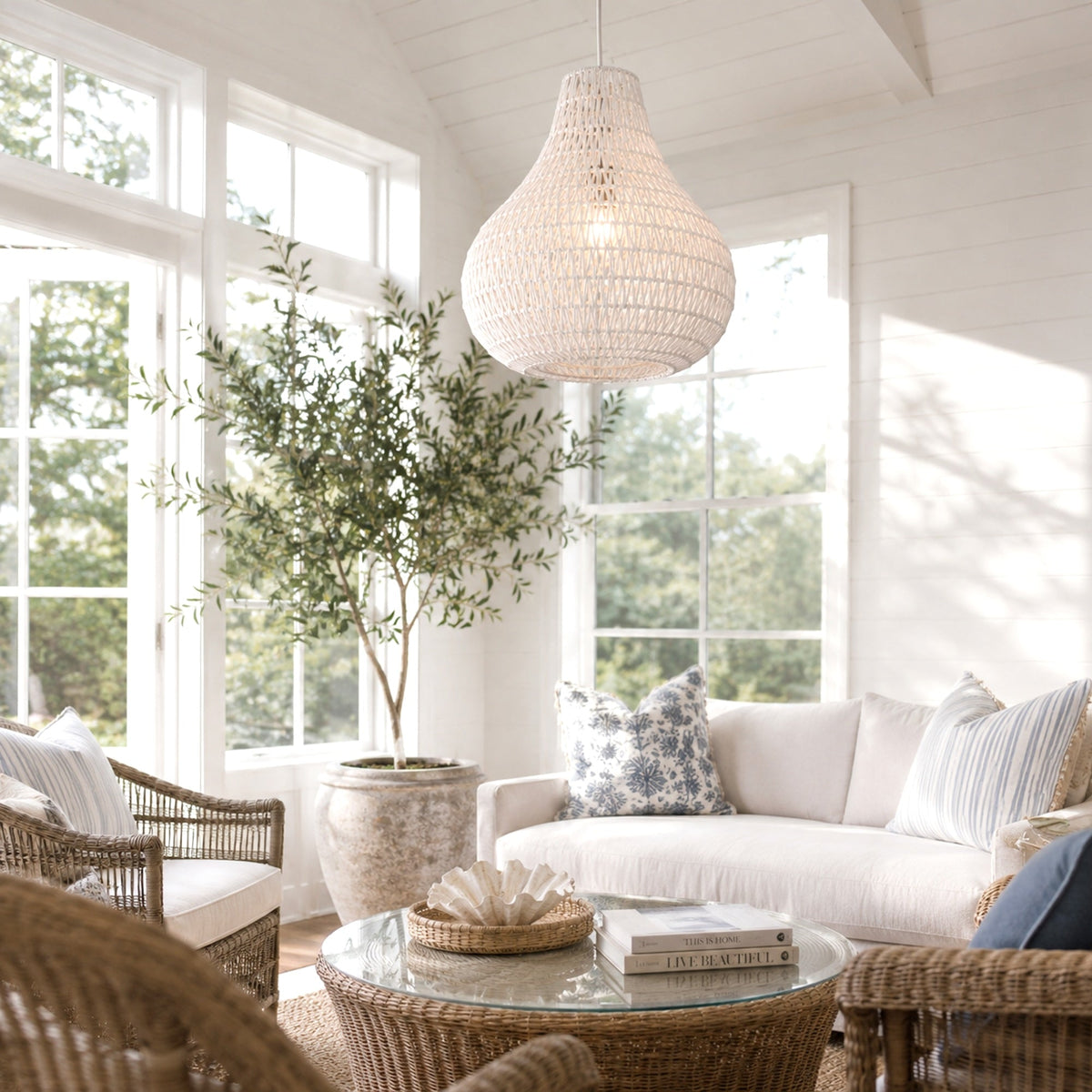 Byron Rope Pendant Light - White