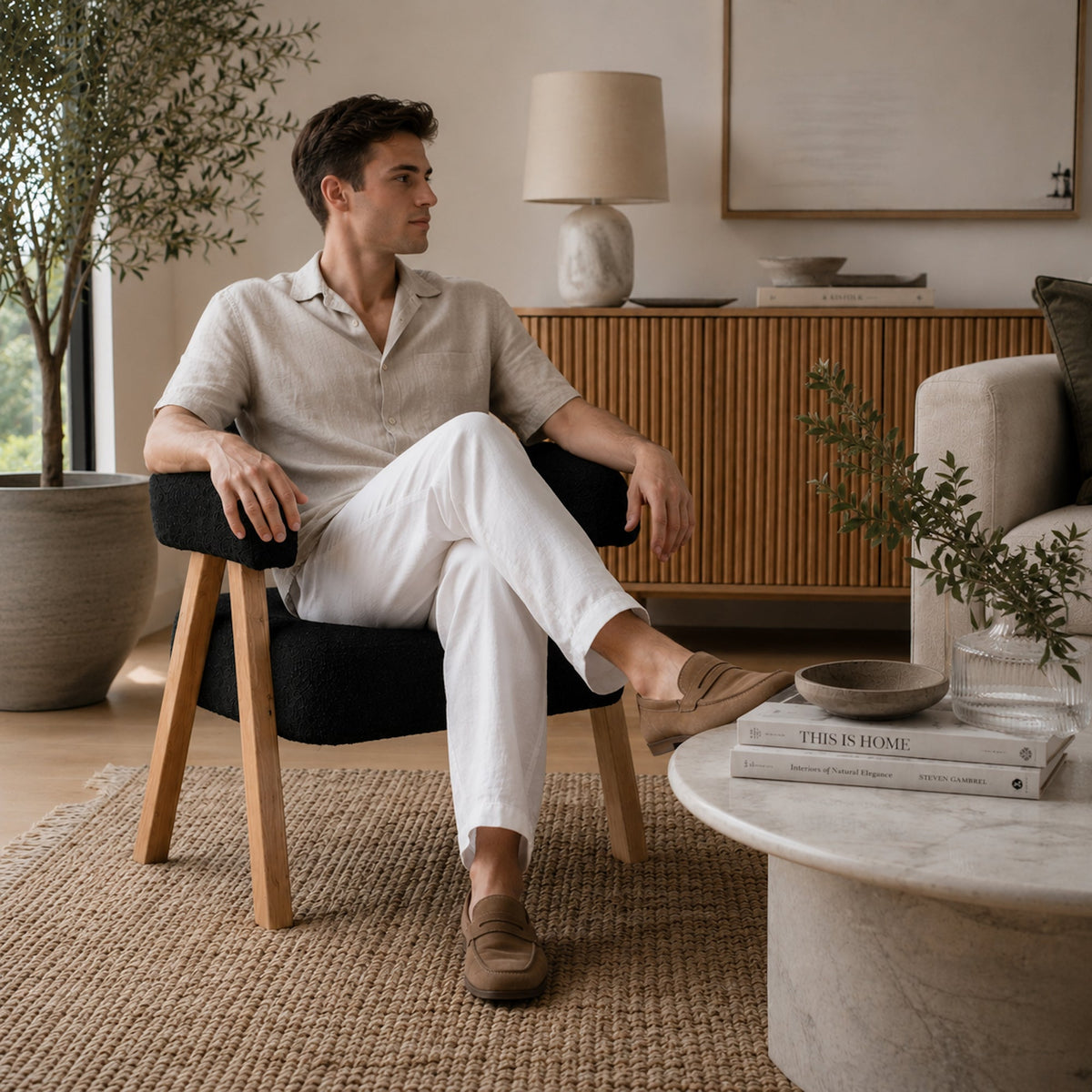 Cambria Boucle Accent Chair - Charcoal