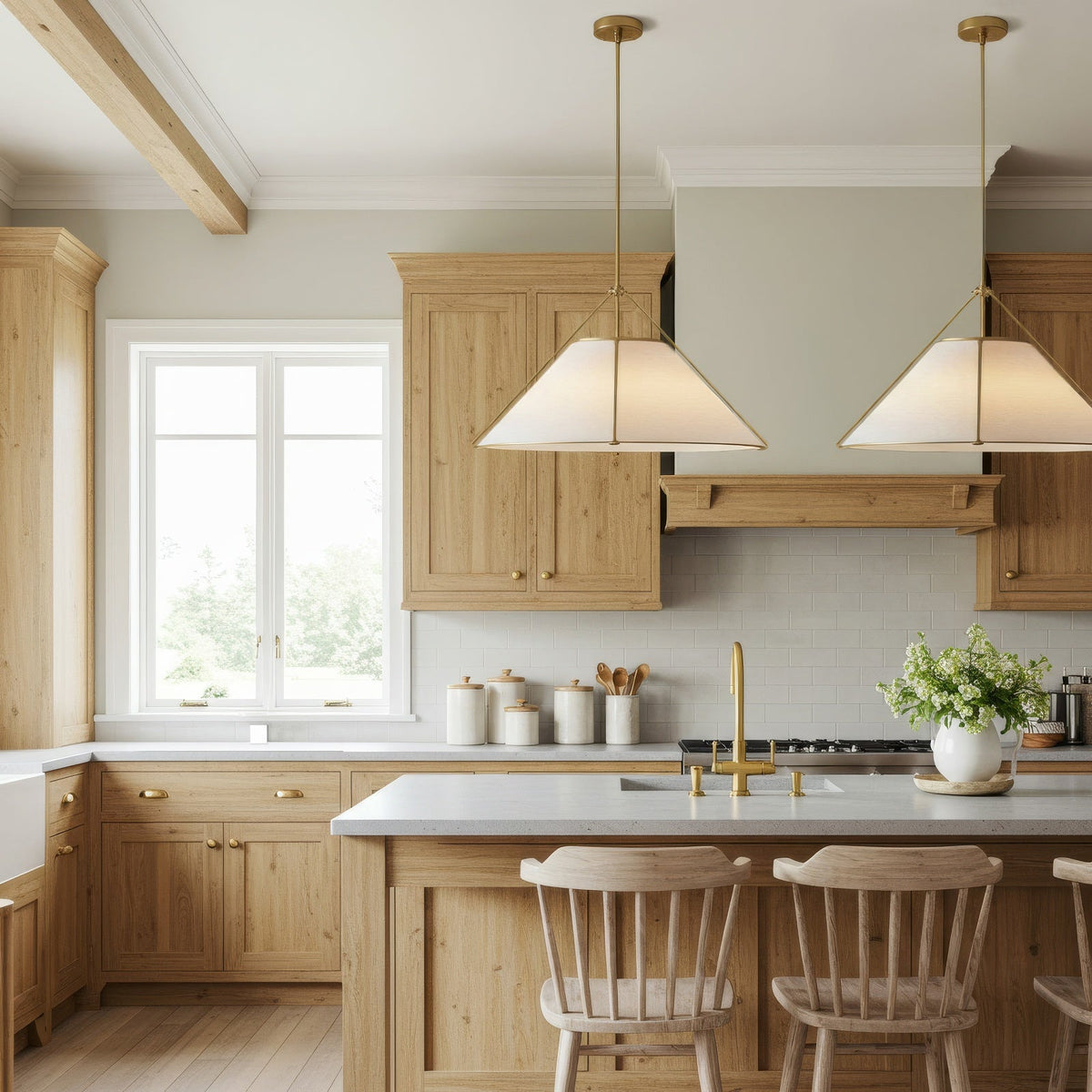 Celeste Brass Pendant Light - White