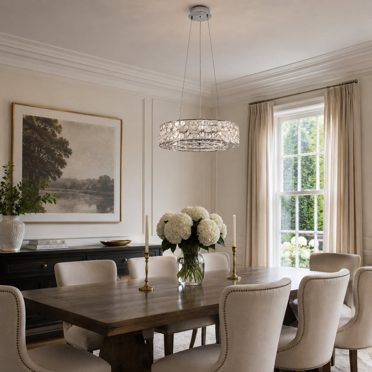 Chateau Crystal Pendant Light - Chrome
