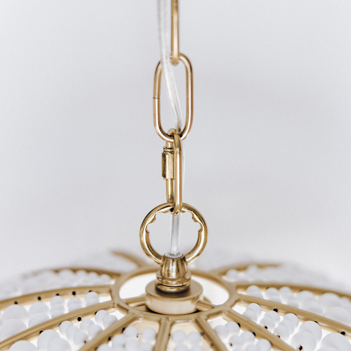 Estelle Beaded Dome Pendant Light - Gold/White
