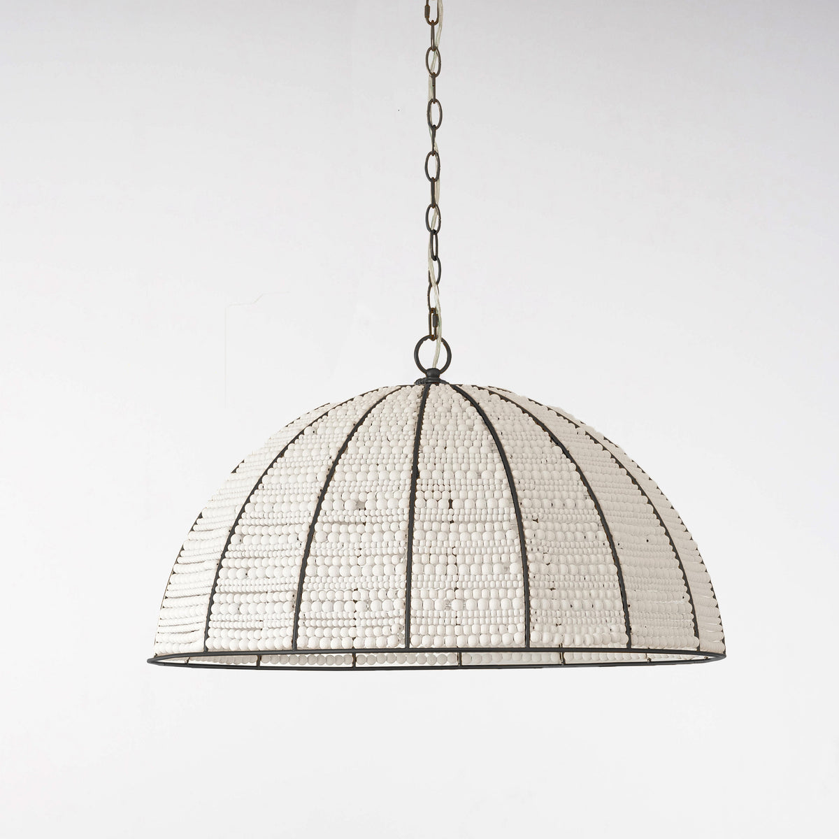 Estelle Beaded Dome Pendant Light - Black/White