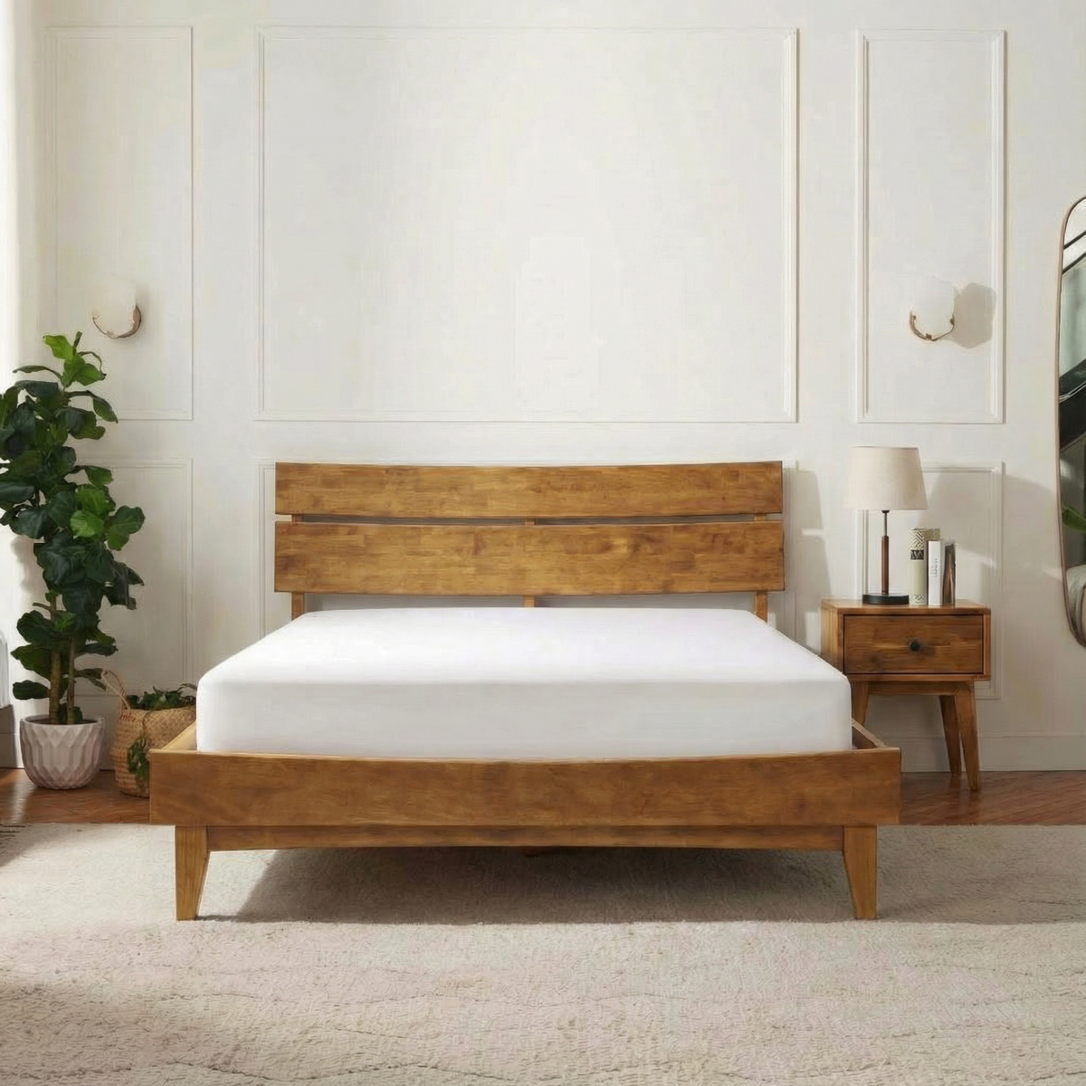 Aurora Solid Wood Bed Frame with headboard