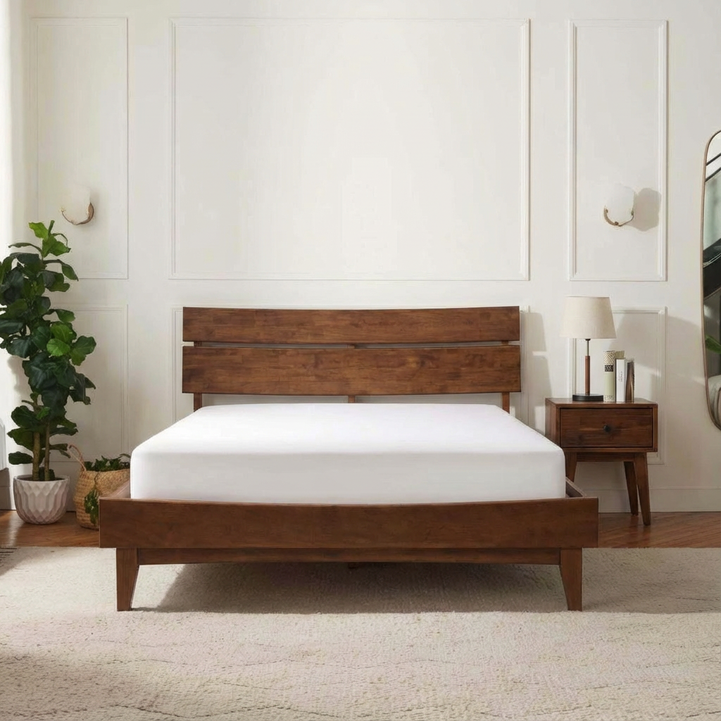 Aurora Solid Wood Bed Frame with headboard