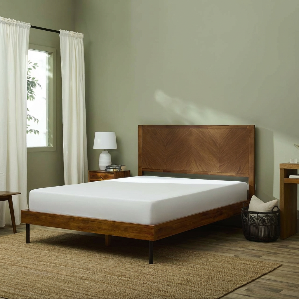 Alander Solid Wood Bed Frame with Headboard