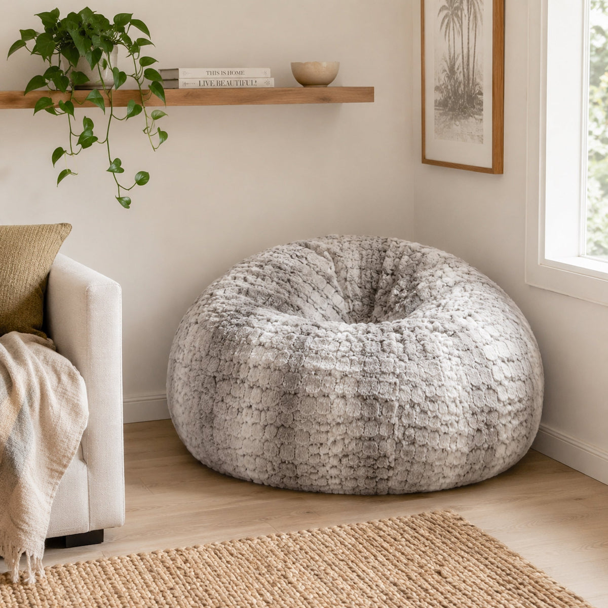 Arctic Fur Bean Bag - Silver Grey