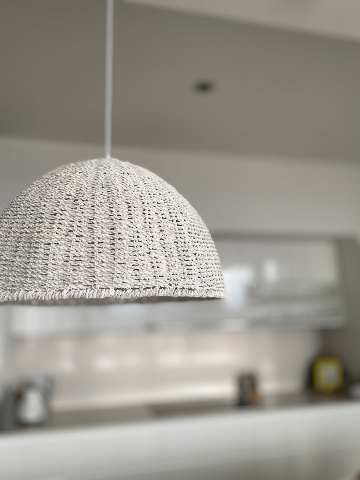 Villa Dome Rope Pendant Light - Whitewash