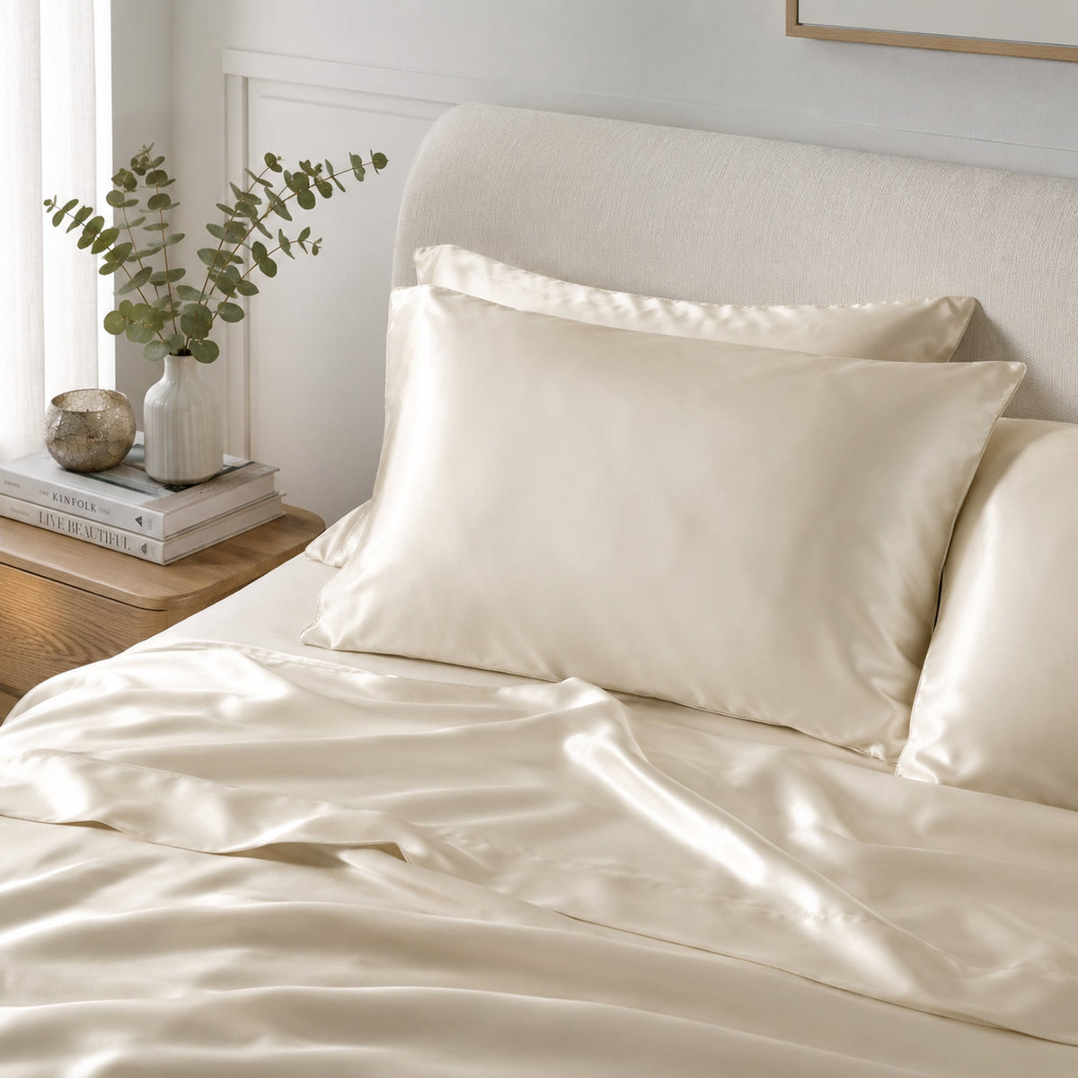Satin Pillowcase Set - Ivory Cream