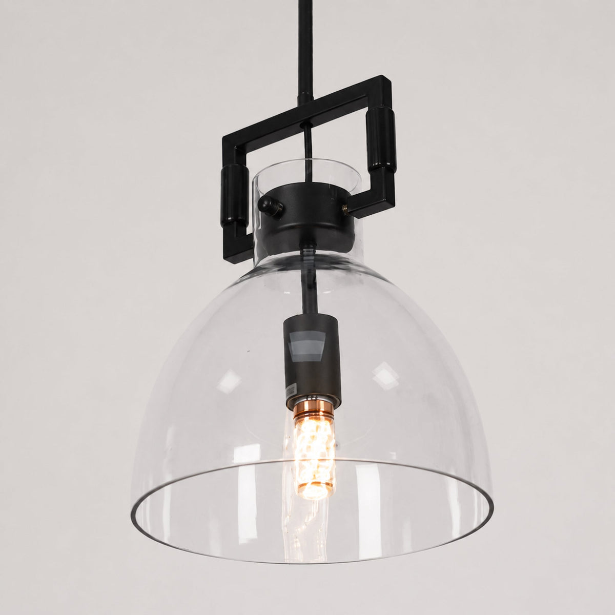 Cora Glass Pendant Light - Black Hardware