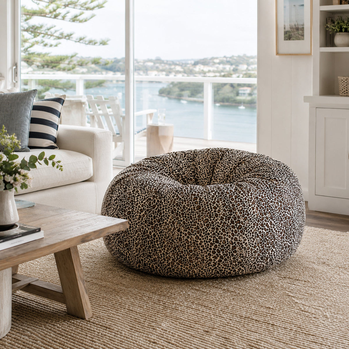 Pierre Fur Bean Bag - Leopard Print