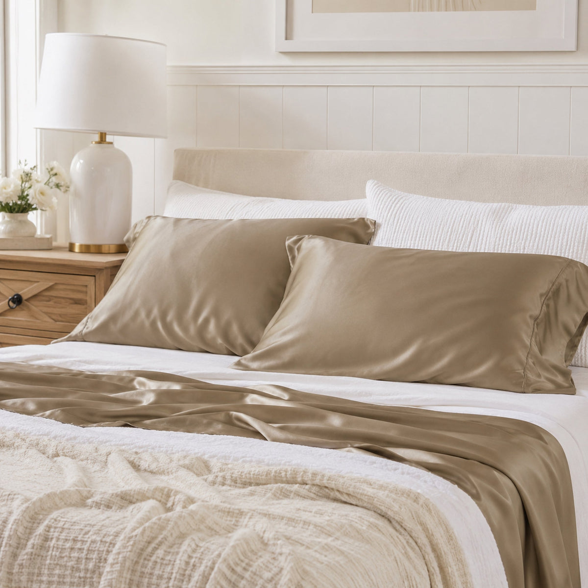 Silky Soft Bamboo Standard Pillowcase Set - Latte