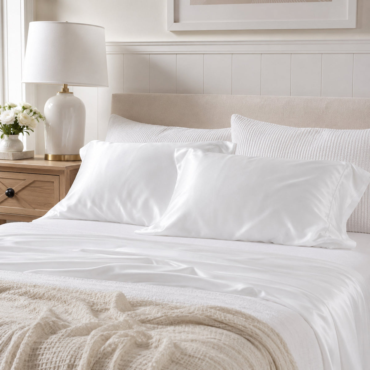 Silky Soft Bamboo Pillowcase Set - White
