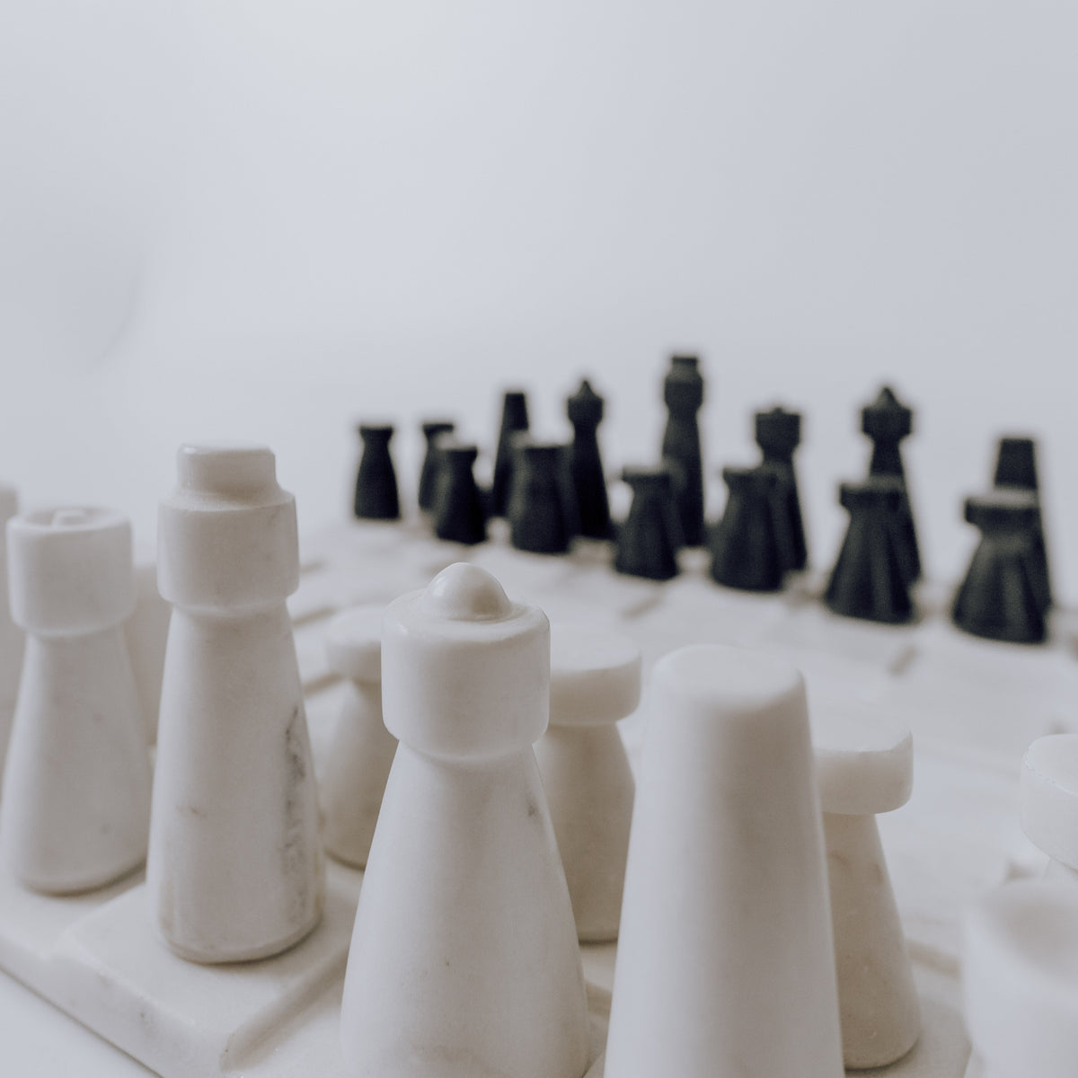 White and Grey Marble Chess Set