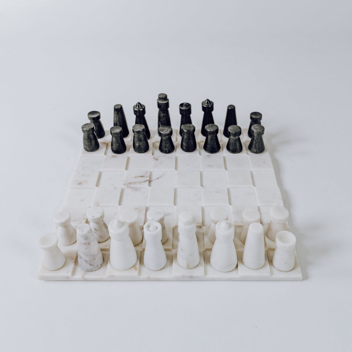 White and Grey Marble Chess Set