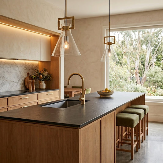 Maya Glass Pendant Light - Gold Hardware