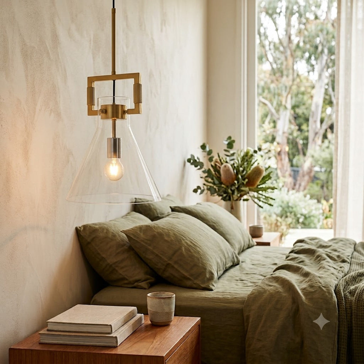 Maya Glass Pendant Light - Gold Hardware