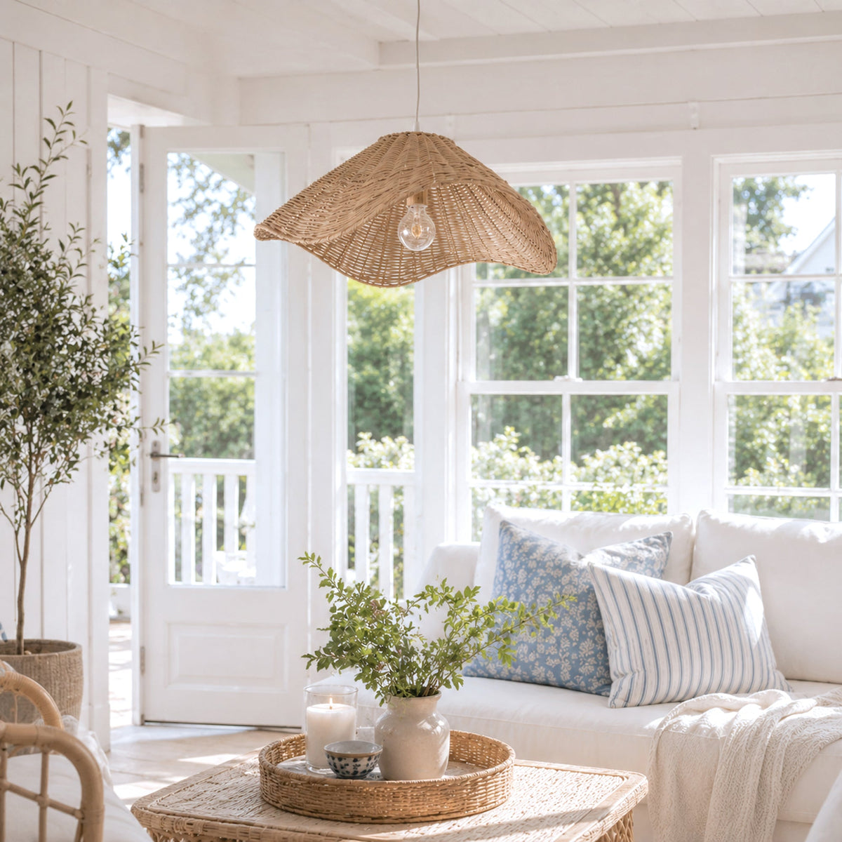Molly Rattan Pendant Light - Wavy Rattan