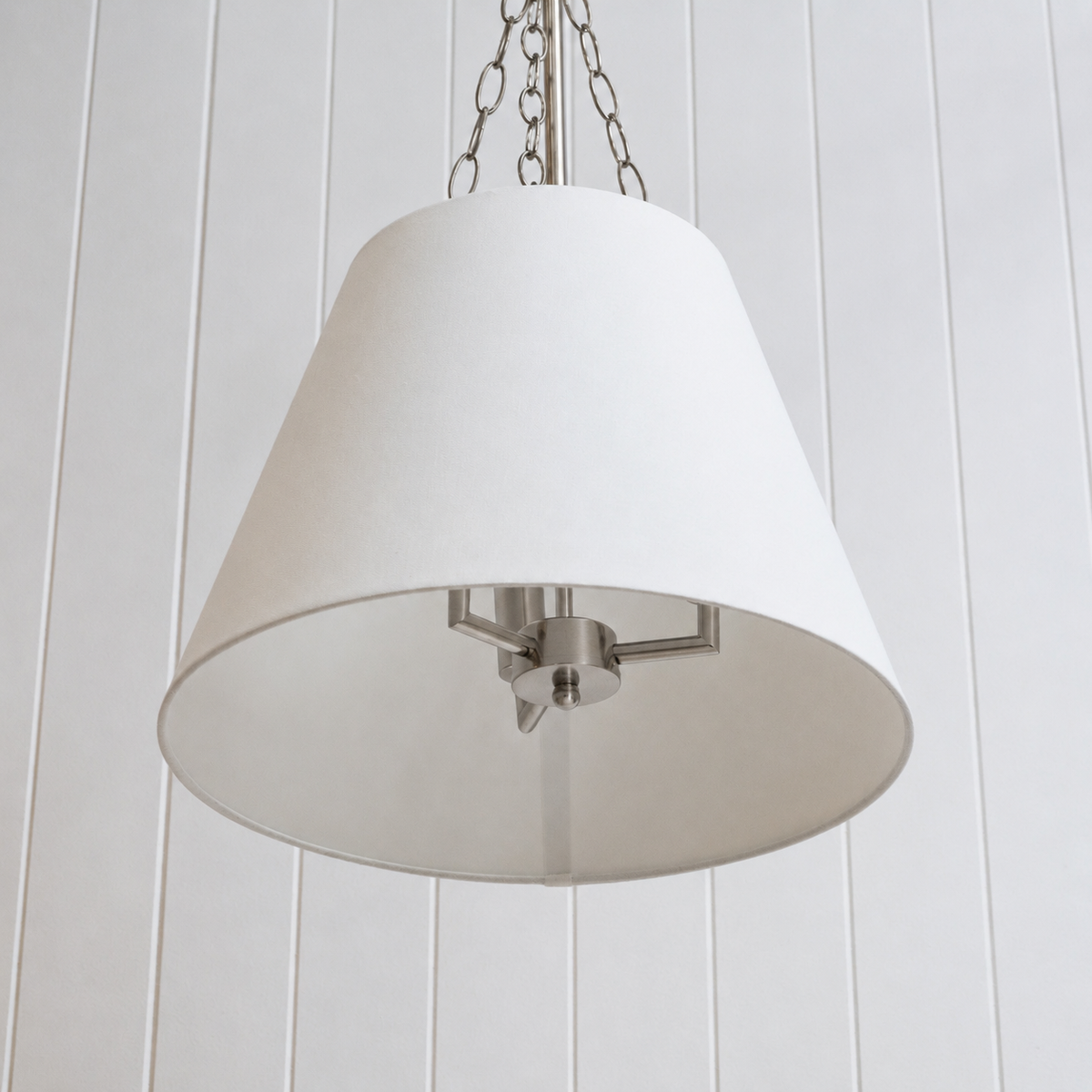 Chloe Pendant Light - White with Nickel Hardware