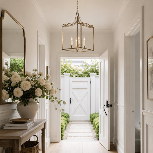 Palazzo Modern Detailed Box Frame Lantern Pendant Light - Brushed Champagne