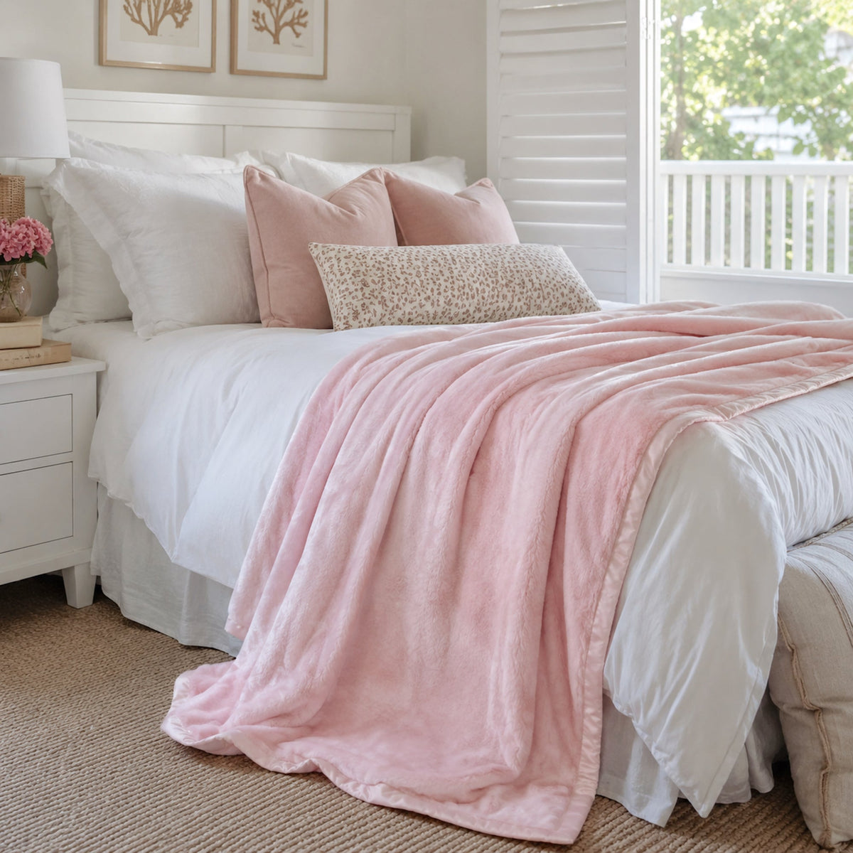 Cloud Plush Fur Throw Blanket - Soft Pink