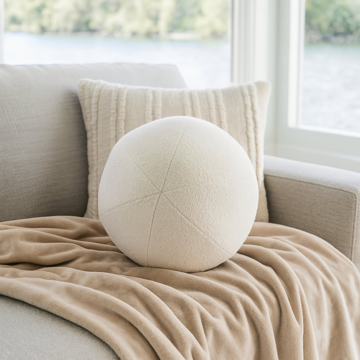 Brooklyn Boucle Ball Cushion - White