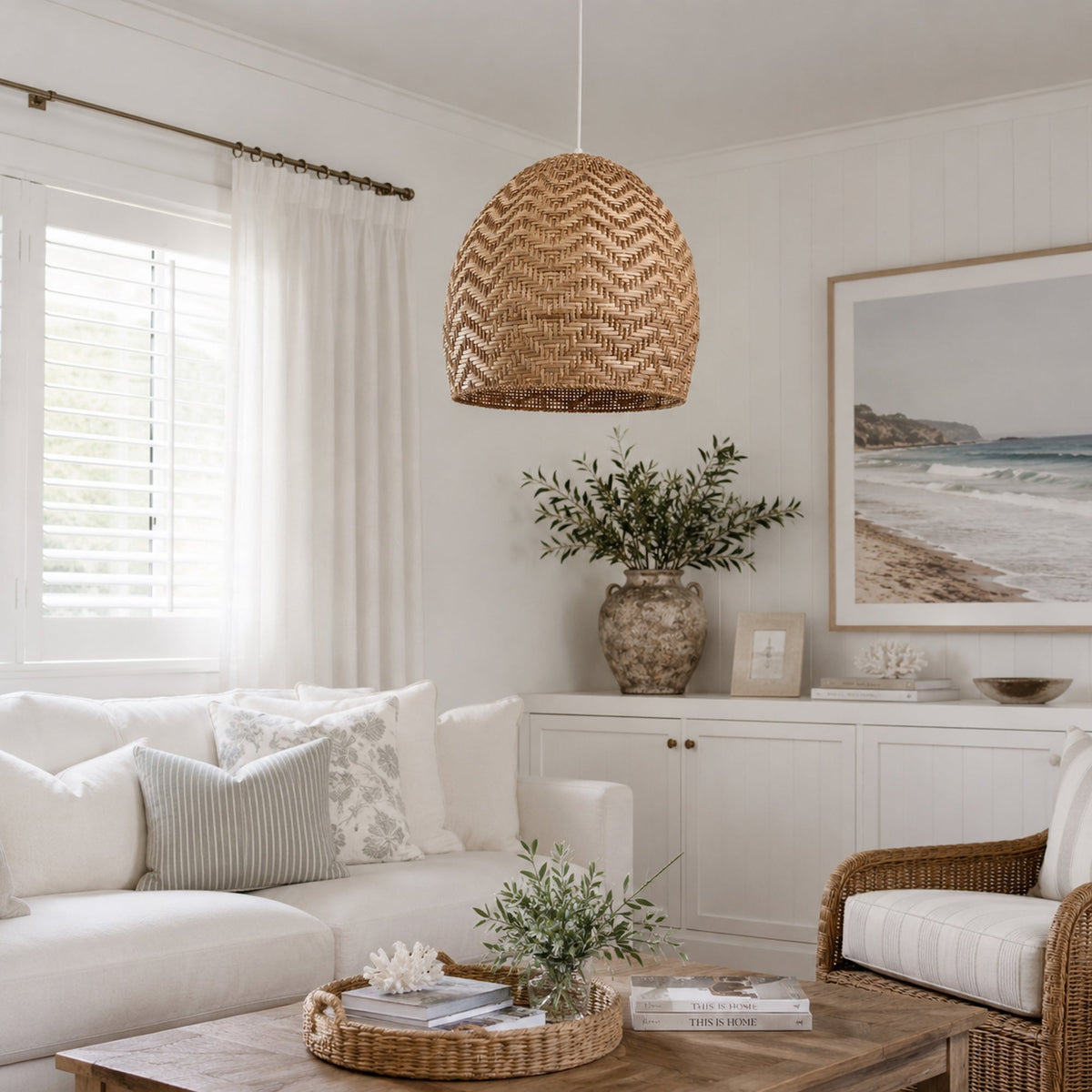 Sunset Rattan Cane Pendant Light