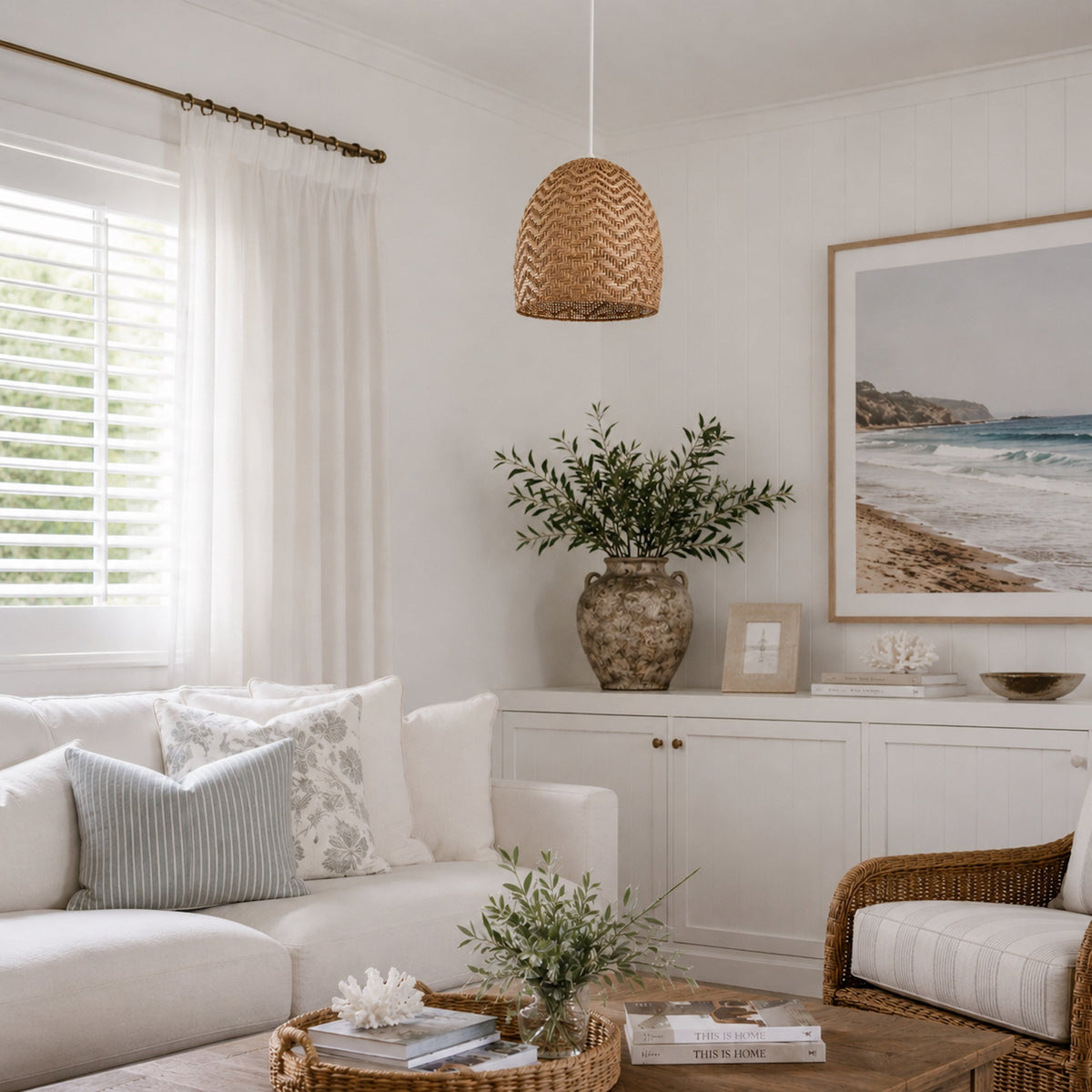 Sunset Rattan Cane Pendant Light