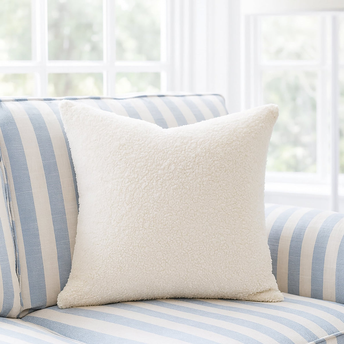 Boucle Teddy Cushion Cover + Insert - French White