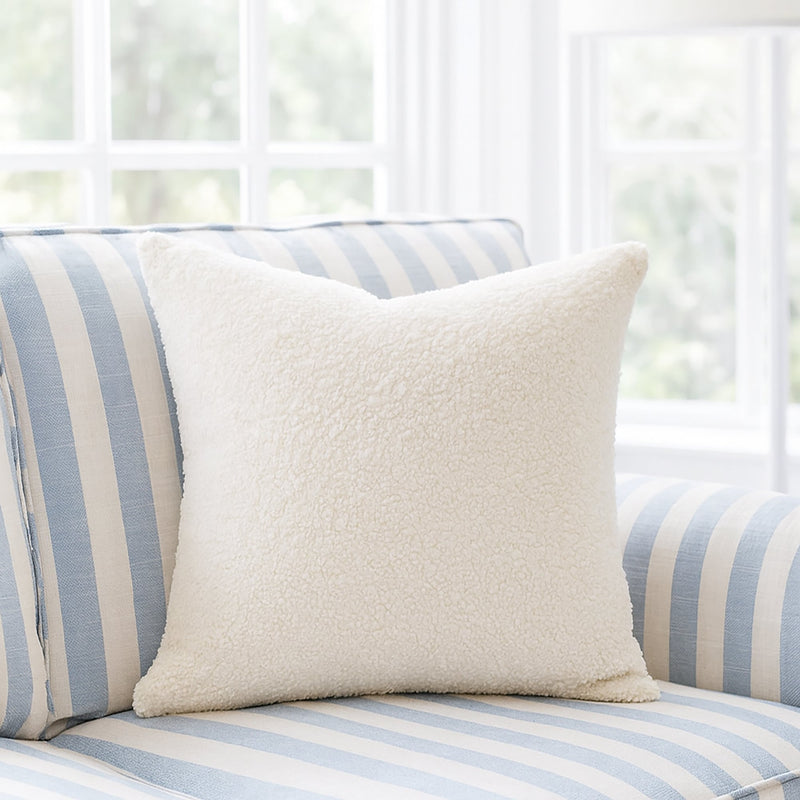 Boucle Teddy Cushion Cover + Insert - French White