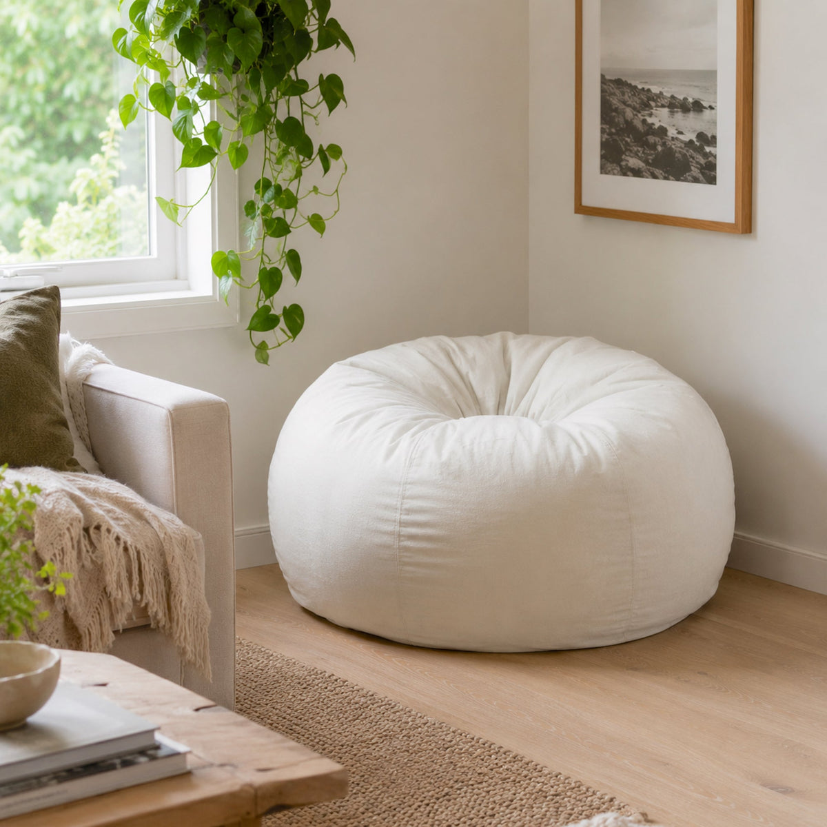 Pierre Fur Bean Bag - White