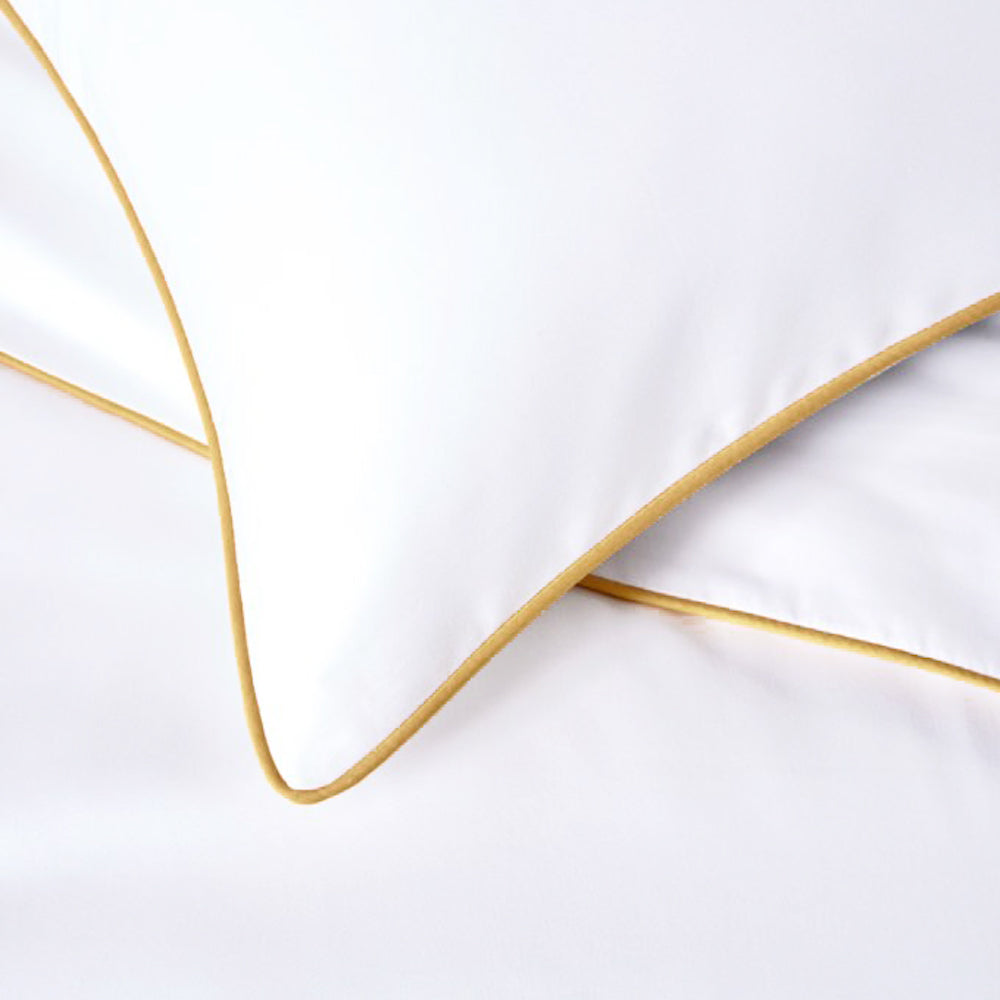 Plaza Collection White European Pillowcase Set - Gold Piping